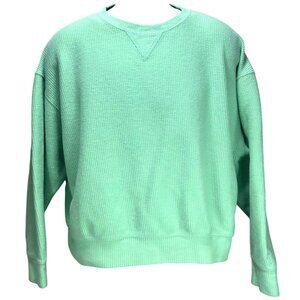 Victorias Secret Pink Womens Ribbed Oversized Lime Green Sweatshirt XS